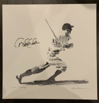 Derek Jeter Signed Autographed Canvas Lou Gehrig Painting Leroy Neiman Yankees