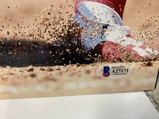 MIKE TROUT AUTOGRAPHED Hand SIGNED 12x18 PHOTO Los Angeles ANGELS BAS Beckett 3