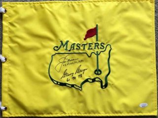 Jack Nicklaus & Gary Player 10 Autographs Signed Masters Flag Jsa Bb44210