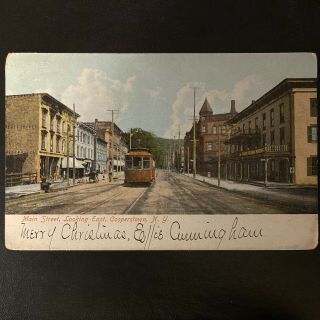 Vintage Antique 1906 Cooperstown York Postcard Street Scene Main St