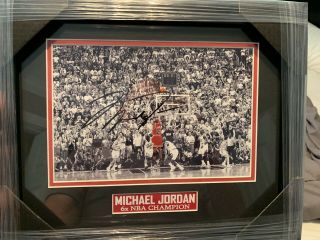 Michael Jordan Signed Framed Last Shot Poster Display 1984 Auto Bulls
