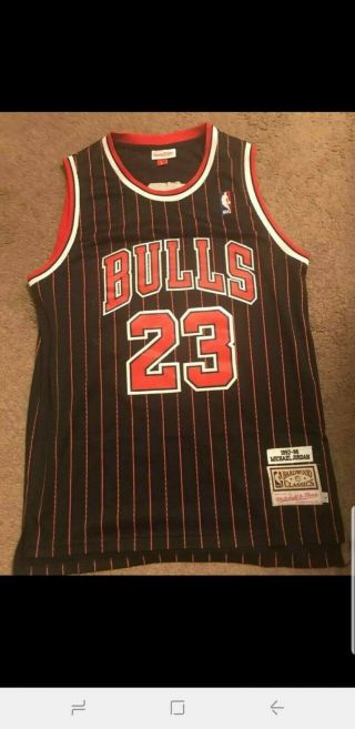 Michael Jordan Signed Chicago Bulls Mitchell & Ness Jersey With Holo Sticker