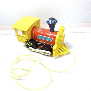 Vintage 1964 Fisher Price Wooden Train Pull Toy,  Toot - Toot,  643,  With String