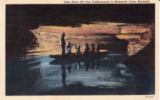 Mammoth Cave Kentucky Echo River - 1953 Postmarked Vintage Linen Postcard