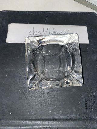 Vtg Mid Century Modern Heavy Crystal Clear Glass 3.  4 " Square Ashtray Paperweight