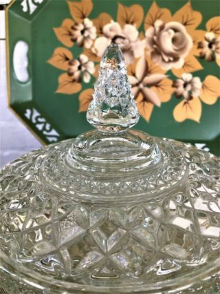 Vintage Anchor Hocking Wexford Clear Glass Candy Dish With Lid 7”W X 7.  5”T 2