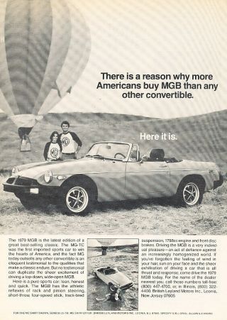 1979 Mg Mgb - Balloon - Classic Vintage Advertisement Ad D43
