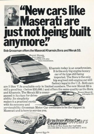 1978 Maserati Khamsin Merak Bora - Built - Classic Vintage Advertisement Ad D82