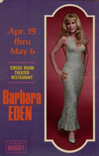 Vintage Postcard Barbara Eden Nugget Casino Hotel Reno Nevada Ephemera Genie