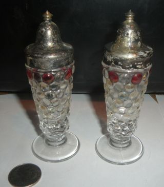Westmoreland Grape Pattern Clear Salt And Pepper Shakers Vintage Silverplate ?