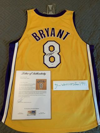 Kobe Bryant Signed Autographed Jersey Yellow/home 8 (with 2020 Psa/dna Letter)