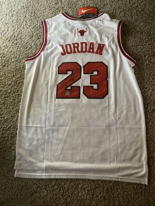 Michael Jordan Autographed White Nike Jersey With
