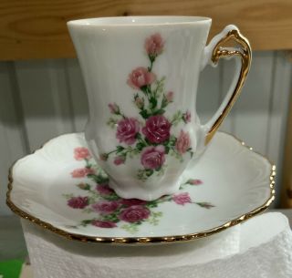 Vintage Royal Ann Fine China Tea Cup Plate Saucer Set Gold Rose Usa Gift