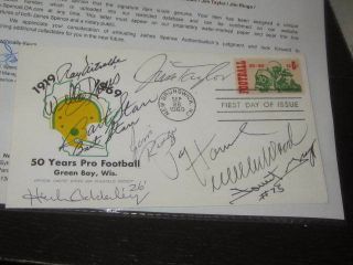 1960s Green Bay Packers Football Autographed First Day Cover (9) Starr,  Nitschke