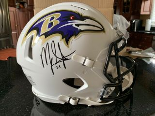 Baltimore Ravens Mark Ingram Matte White Signed/authentic Full Speed Helmet