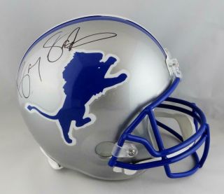 Barry Sanders Autographed Lions Full Size 83 - 02 Tb Helmet - Jsa W Auth Blk