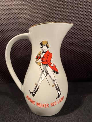 Johnnie Walker Red Label Vintage Advertising Whiskey Jug Pitcher 7.  5 "