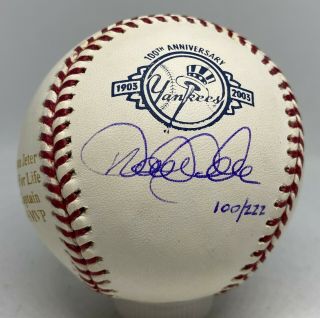 Derek Jeter Signed Yankees 100th Anniversary Logo Baseball 100/222 Steiner