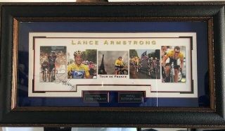 Lance Armstrong Signed Tour De France 7 - Time Champ Framed Display