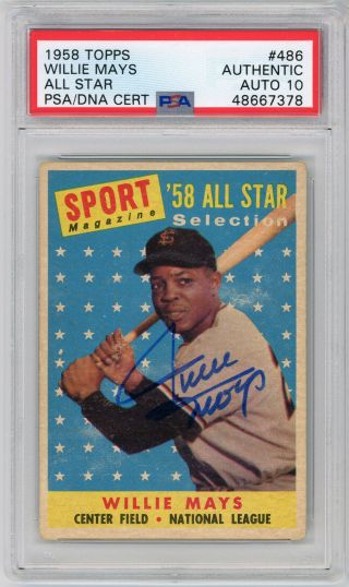 1958 Topps Autograph Psa/dna 10 Willie Mays As 486 Signed Baseball Card Giants
