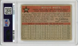 1958 Topps Autograph PSA/DNA 10 Willie Mays AS 486 Signed Baseball Card Giants 2