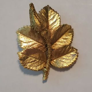 2 " - - Vintage Mid Century Gold Plated Realistic Rose Bud Brooch Pin