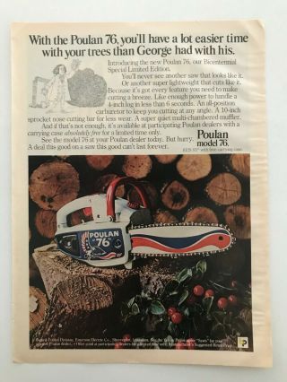 Poulan " 76 " Bicentennial Special Limited Edition Vintage 1976 Print Ad