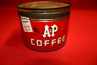 A&p Brand Vintage Coffee Tin Can With Lid One Pound A & P