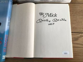 HOF Mickey Mantle Signed The Mick Book With No.  7 Inscription JSA LOA Cut Auto 3