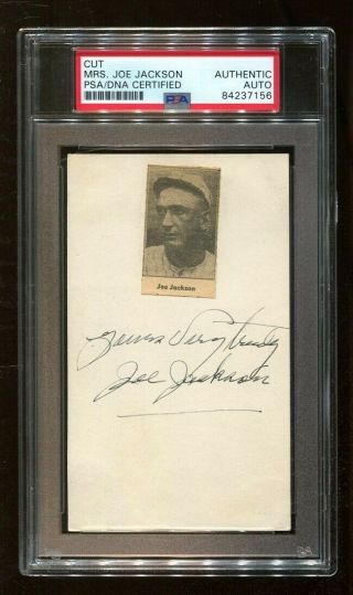 Mrs.  Shoeless Joe Jackson Signed Index Card 3x5 Autographed White Sox Psa/dna