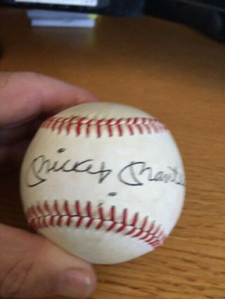 Mickey Mantle Hand Signed Autograph Sweet Spot A.  L.  Baseball