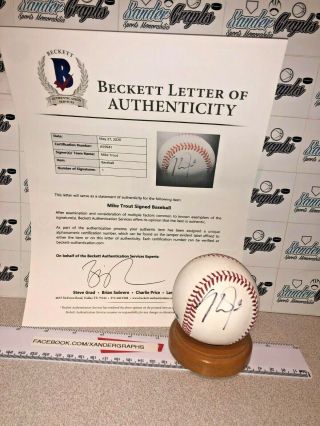 Mike Trout Signed Autographed Rawlings Oml Baseball - Beckett Bas Full Letter Loa