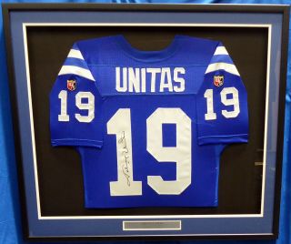 Colts Johnny Unitas Autographed Signed Framed Blue Wilson Jersey Beckett A53802