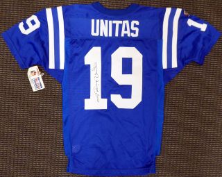 Colts Johnny Unitas Autographed Signed Framed Blue Wilson Jersey Beckett A53802 2