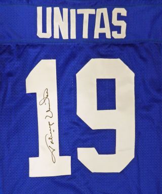 Colts Johnny Unitas Autographed Signed Framed Blue Wilson Jersey Beckett A53802 3