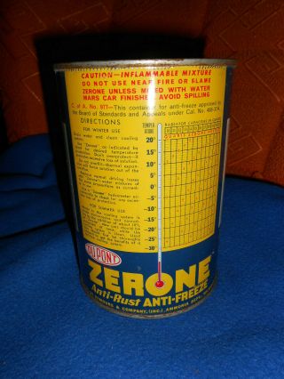 Dupont Zerone Anti Freeze tin Can vintage Quart 3