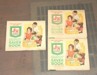 3 Vintage S&h Green Stamps Quick Saver Books (2 Complete) (1 - 99 Complete)