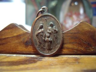 Vintage: Holy Family - Jesus Mary Joseph Medal Ittaly With Dove On Reverse