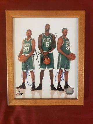 2008 Celtics Ray Allen Kevin Garnett Paul Pierce Autographed 8x10 Photo