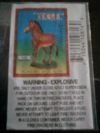 Vintage Firecracker Pack Label (zebra Brand) Firecracker Label Only See Pix