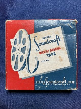 Reeves Soundcraft Magnetic Reel To Reel Recording Tape Spn - 1 Vintage 1960 