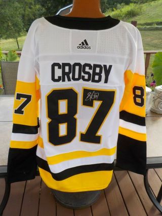 Sidney Crosby Autograph Signed White Adidas Authentic Penguins Jersey
