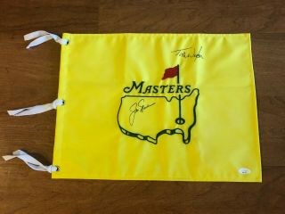 Tom Watson Jack Nicklaus Signed Authentic Masters Golf Flag Autograph Jsa