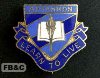 Vintage Artarmon Enamel School Badge - Learn To Live