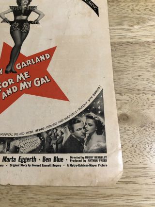 FOR ME AND MY GAL Judy Garland,  Gene Kelly,  George Murphy - Vtg 1942 Movie Ad 3