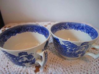 2 Vintage Blue Willow Cup By Wood & Sons England