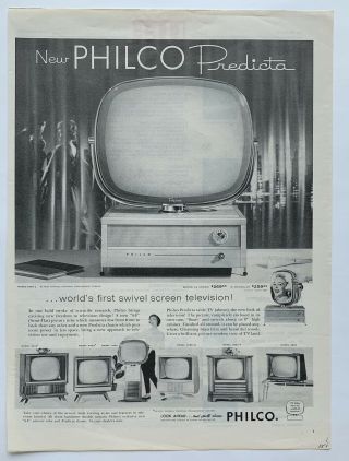 Vintage 1958 Philco Predicta Swivel Screen Television Model Numbers Print Ad