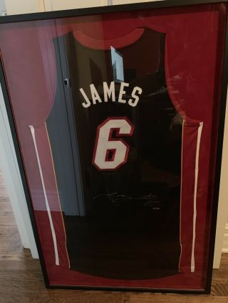100 Authentic Upper Deck Signed Lebron James Miami Heat Jersey W/ Custom Frame