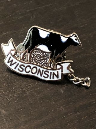 Vintage Wisconsin Cow Lapel Pin - Dairy Farmer Cheese Pin 2