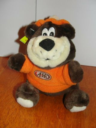 Vintage 2002 A&w Root Beer Bear Plush Stuffed Animal W/ Tag - Euc